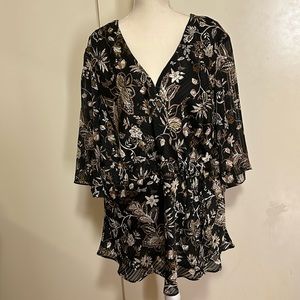 Lane Bryant Black Print Top